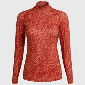 J.Lindeberg Asa Print Compression Mock Neck Golf Top - Size Small